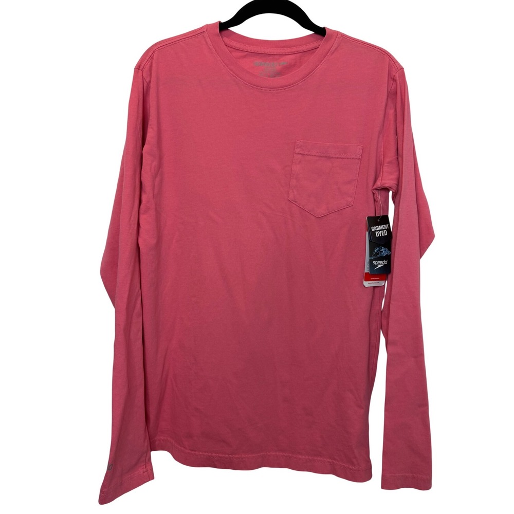Speedo Unisex Rapture Rose‎ Pink Long Sleeve Pocket T-Shirt 7720251 Small NWT